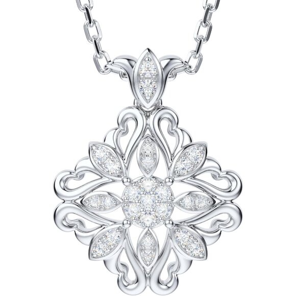 Sterling Silver Moissanite Vintage Clover Pendant Necklace 18-20in Gift for Wome - Picture 1 of 8